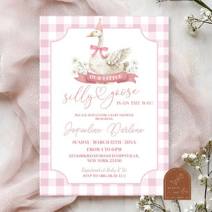 Roze Preppy Gekke Goose Baby shower Uitnodiging