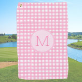 Roze preppy gingham custom monogram dames golfhanddoek