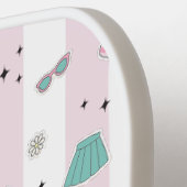 Roze Preppy Monogram Afdrukken Pickleball Paddle (Links Detail)