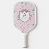 Roze Preppy Monogram Afdrukken Pickleball Paddle (Voorkant)