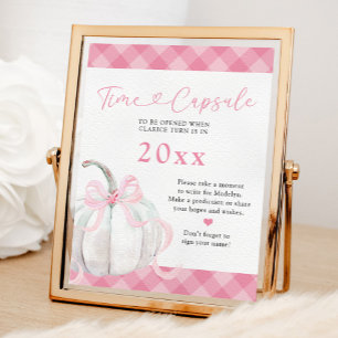 Roze Preppy Pompoen Meisje 1e Verjaardag Tijd Caps Poster