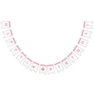 Roze Preppy Pompoen Verjaardag Bunting Banner
