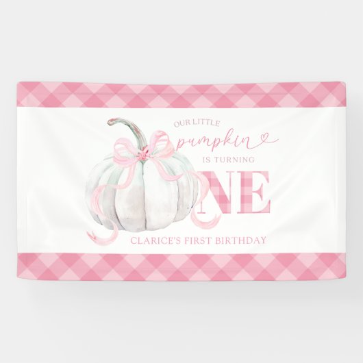 Roze Preppy Pompoen Verjaardag Grote Banner (Horizontaal)