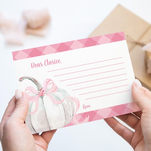 Roze Preppy Pompoen Verjaardag Tijd Capsule Opmerk Informatiekaartje