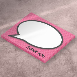 Roze pret-comicboek-spreekwolkbedankje post-it® notes