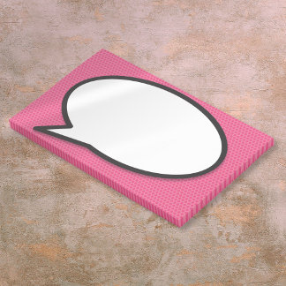 Roze pret eenvoudige tekstballon in stripstijl post-it® notes