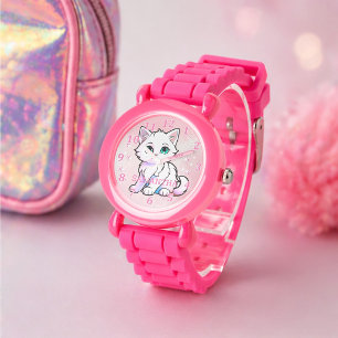 Roze Pret Katje Design Kinderen Horloge