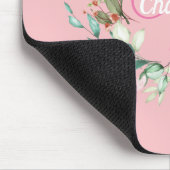 Roze Pretty Initial Script Monogram Rozen Bloemig Muismat (Hoek)