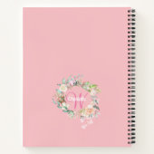 Roze Pretty Roses Bloemige Monogram Meisjesachtig  Notitieboek (Achterkant)