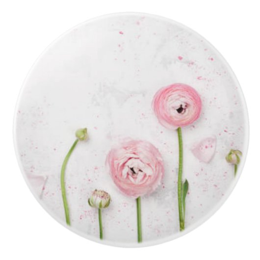 Roze prim Roos Keramische knop/Pull keramische kno Keramische Knop (Voorkant)