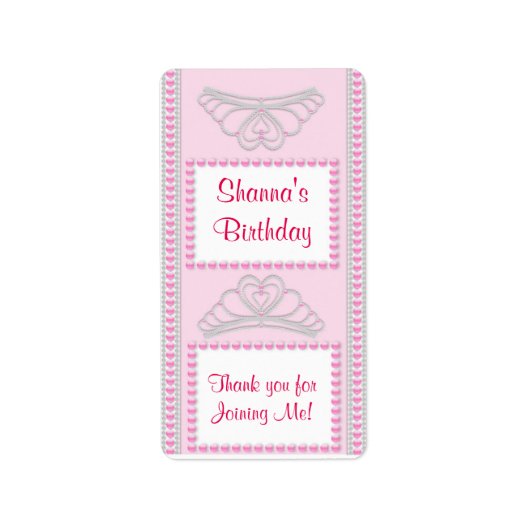 Roze princess Birthday Miniature Snoep bar wrapper Etiket (Voorkant)