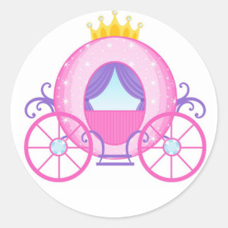 Roze Princess Carriage Sticker! Geweldig meisje ca Ronde Sticker
