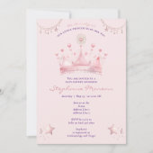Roze Princess Celestial Stars Uitgelijnd Baby show Kaart (Voorkant)