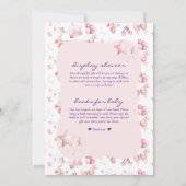 Roze Princess Celestial Stars Uitgelijnd Baby show Kaart (Achterkant)