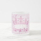 Roze Princess Crown Frosted Glass Coffee Mok Cup (Center)