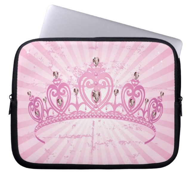 Roze Princess Crown Laptop Mouw Beschermend Hoesje Laptop Sleeve (Voorkant)