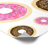 Roze prinkle Donuts Modern Birthday Party Banner Poster (Hoek)