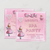 Roze prinses 12th Birthday Spa Party Double Sided Kaart (Voorkant / Achterkant)