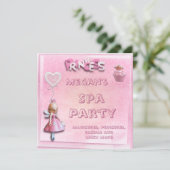 Roze prinses 12th Birthday Spa Party Double Sided Kaart (Staand voorkant)