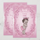 Roze Prinses 1e Verjaardagsfeest Kaart (Voorkant / Achterkant)