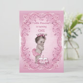 Roze Prinses 1e Verjaardagsfeest Kaart (Staand voorkant)