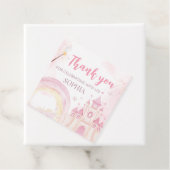 Roze prinses 4e verjaardagsfeestje bedankjes labels (In situ)
