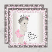 Roze Prinses Baby Douche Uitnodigingen (Voorkant / Achterkant)