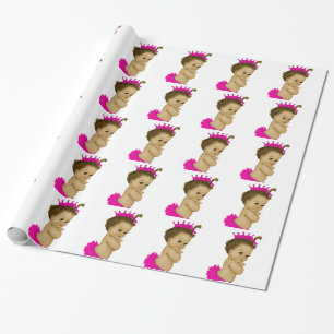 Roze Prinses Baby Meisje Douche Wrapping Paper Cadeaupapier