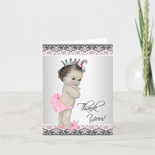  Roze Prinses Baby shower Dank u kaarten (Voorkant)