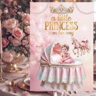 Roze Prinses Baby Shower Koets Mandje Kaart