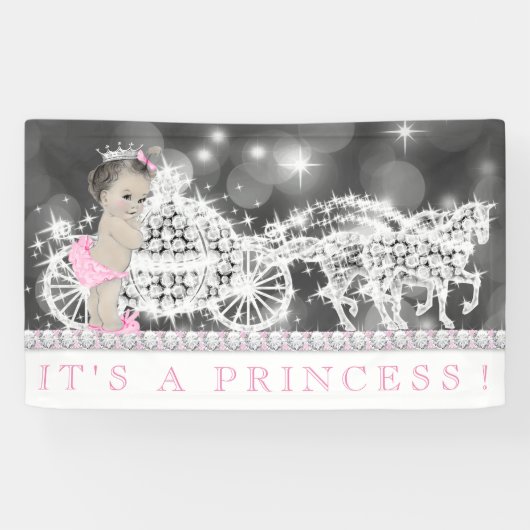 Roze Prinses Baby Shower Spandoek (Horizontaal)