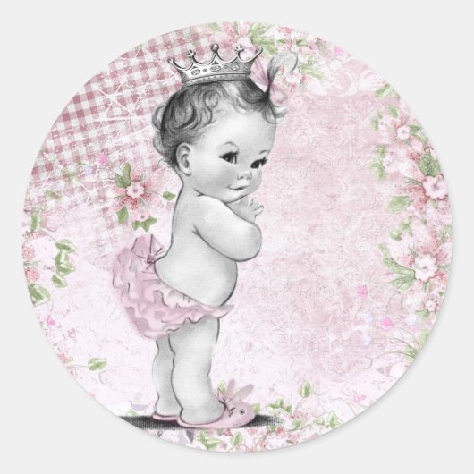  roze prinses Baby shower Stickers (Voorkant)