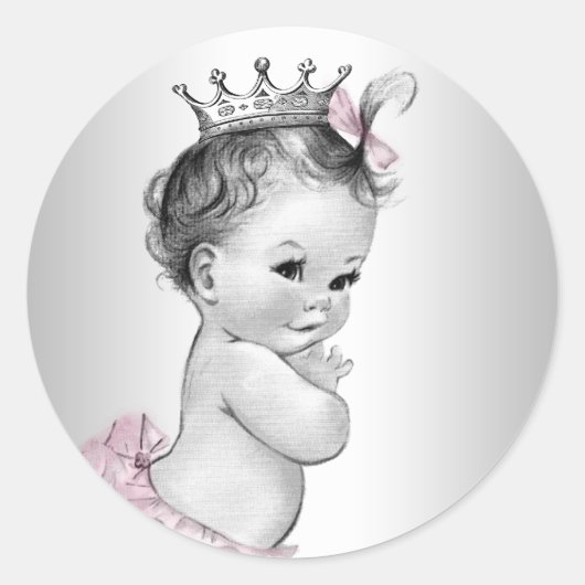 roze prinses Baby shower Stickers (Voorkant)