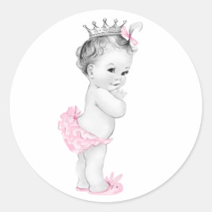  roze prinses Baby shower Stickers