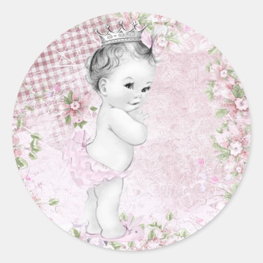  roze prinses Baby shower Stickers (Voorkant)