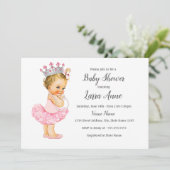 Roze Prinses Baby Shower Uitnodiging (Staand voorkant)