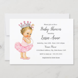 Roze Prinses Baby Shower Uitnodiging