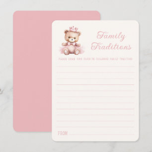 Roze Prinses Beer Baby shower Familietradities Notitiekaartje