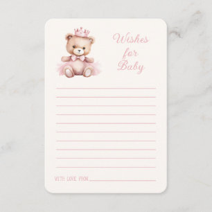 Roze Prinses Beer Baby shower Wensen voor Baby Informatiekaartje