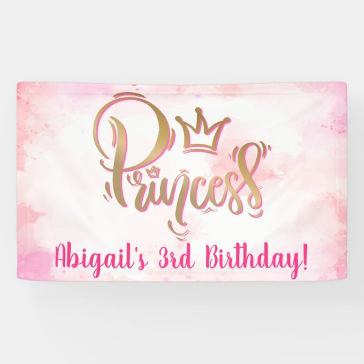  roze prinses Birthday Spandoek (Horizontaal)