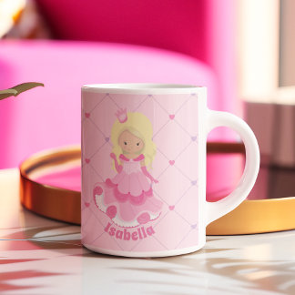  roze prinses blond meisje aangepaste Kinder Koffiemok