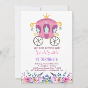 Roze Prinses Carriage Uitnodiging voor verjaardag