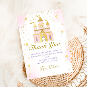 Roze Prinses Carriage Verjaardag Dank u kaart