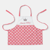 Roze prinses Crown Pattern & Name Schort (Voorkant)