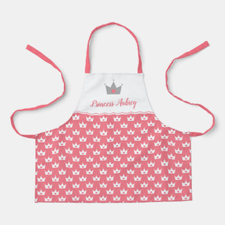 Roze prinses Crown Pattern & Name Schort