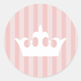 Roze prinses Crown Striped Baby Ronde Sticker