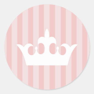 Roze prinses Crown Striped Baby Ronde Sticker