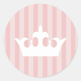 Roze prinses Crown Striped Baby Ronde Sticker