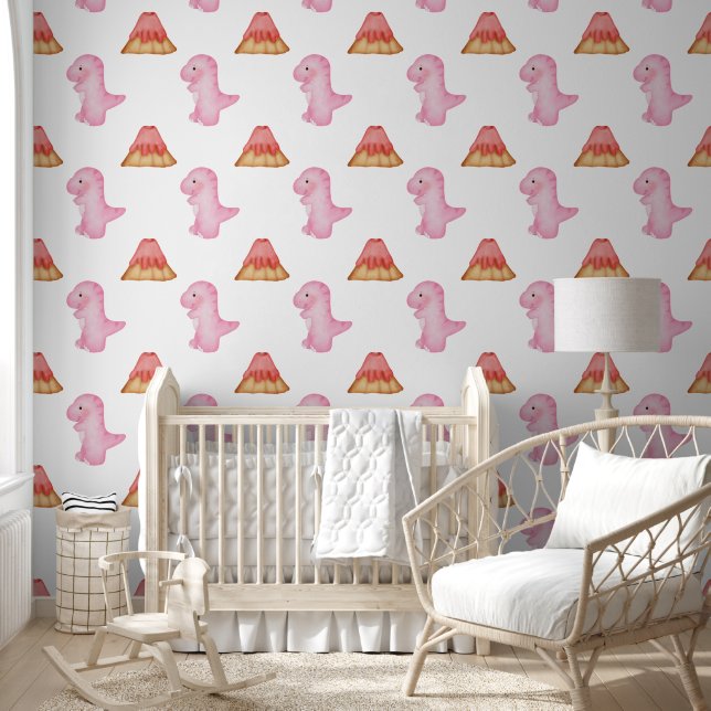 Roze Prinses Dinosaurus Behang (Kinderen)
