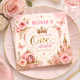 Roze Prinses Eerste Verjaardag Servet